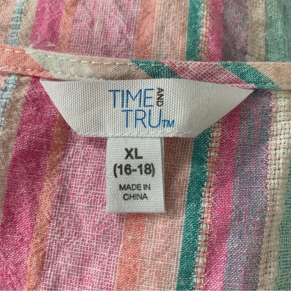 Time And Tru Linen Blend Stripe Tank Top Women’s XL 16/18 Sleeveless Colorful - Picture 10 of 14